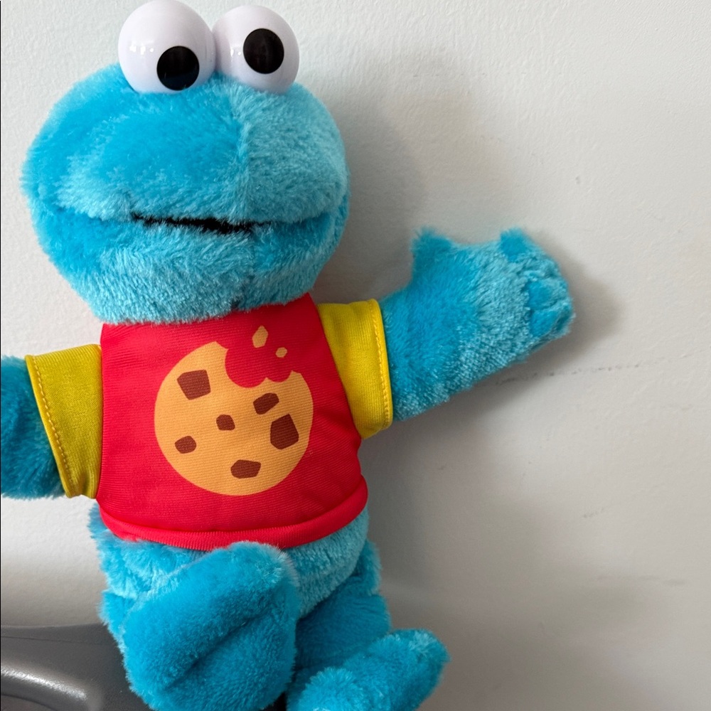 Talking Blue Plush Cookie Monster with Red Shirt